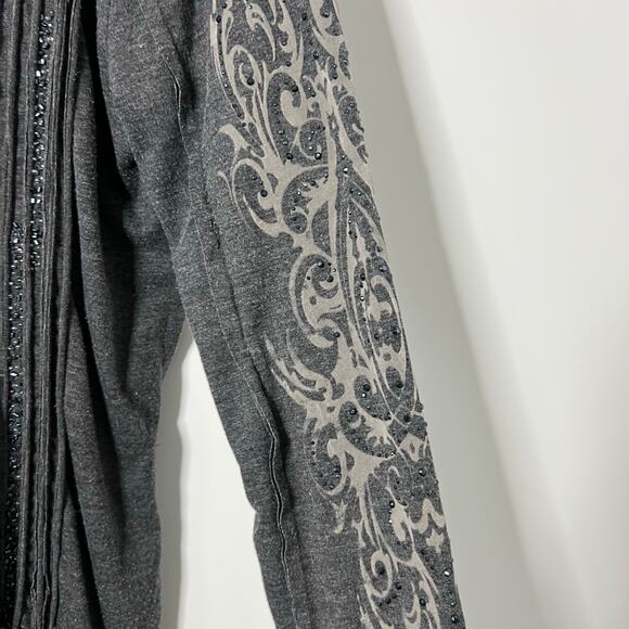 Miss Me Gray Long Sleeve Fringe Cardigan Size Large - Picture 5 of 10